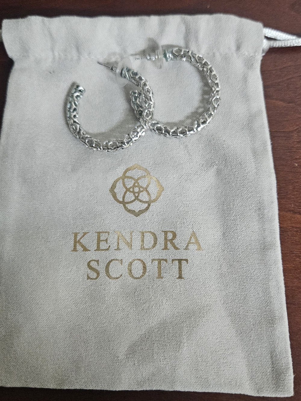 Kendra Scott Silver Textured Hoop Earrings